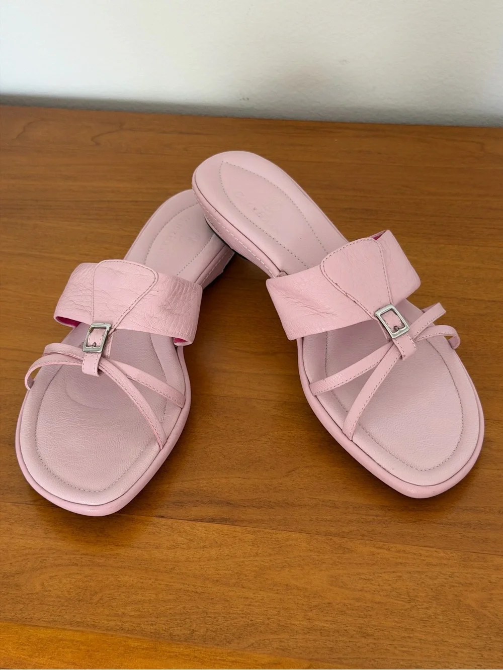 Cole Haan & Nike Air Pink Leather Cushioned Footbed Slide Sandals  8,5 Comfort